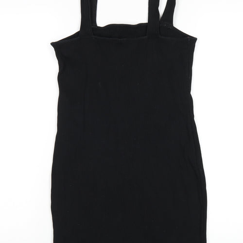 ASOS Womens Black Cotton Bodycon Size 12 Square Neck Pullover