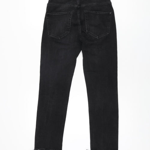 Zara Womens Black Cotton Skinny Jeans Size 4 L25.5 in Regular Zip