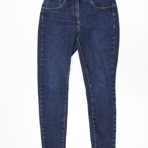 NEXT Womens Blue Cotton Skinny Jeans Size 10 L27 in Regular Zip