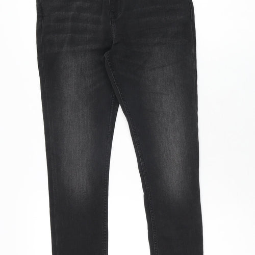 Marks and Spencer Girls Black Cotton Skinny Jeans Size 11-12 Years L25 in Regular Zip