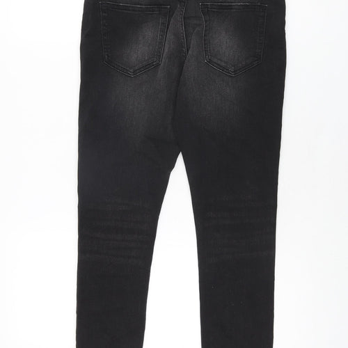 Marks and Spencer Girls Black Cotton Skinny Jeans Size 11-12 Years L25 in Regular Zip