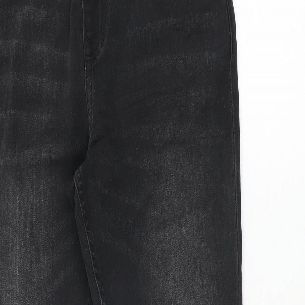 Marks and Spencer Girls Black Cotton Skinny Jeans Size 11-12 Years L25 in Regular Zip