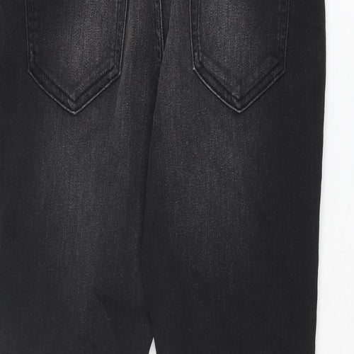 Marks and Spencer Girls Black Cotton Skinny Jeans Size 11-12 Years L25 in Regular Zip