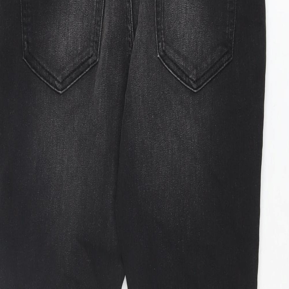 Marks and Spencer Girls Black Cotton Skinny Jeans Size 11-12 Years L25 in Regular Zip