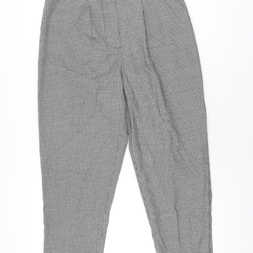 New Look Womens Grey Geometric Polyester Trousers Size 10 L26 in Regular Zip - Houndstooth