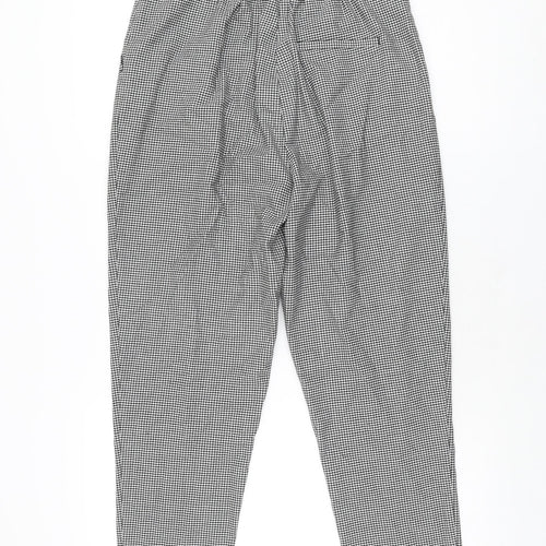 New Look Womens Grey Geometric Polyester Trousers Size 10 L26 in Regular Zip - Houndstooth