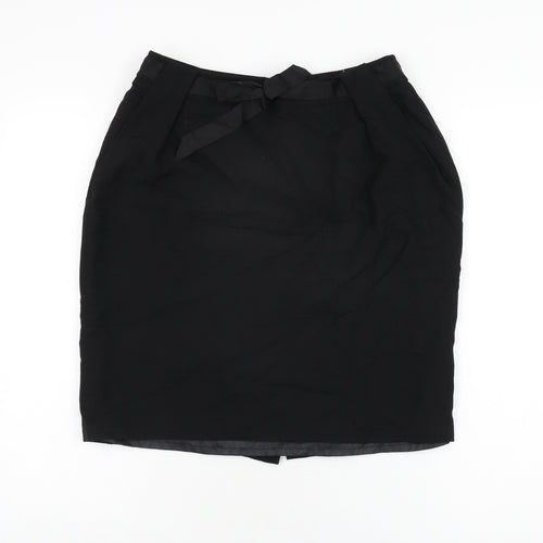 Precis Womens Black Wool A-Line Skirt Size 12 Zip