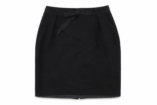 Front view of Precis women’s black wool a-line skirt, size UK 12, zip