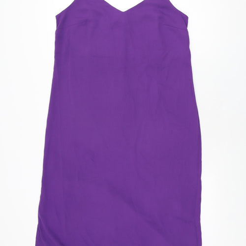 H&M Womens Purple Polyester Slip Dress Size M V-Neck Pullover