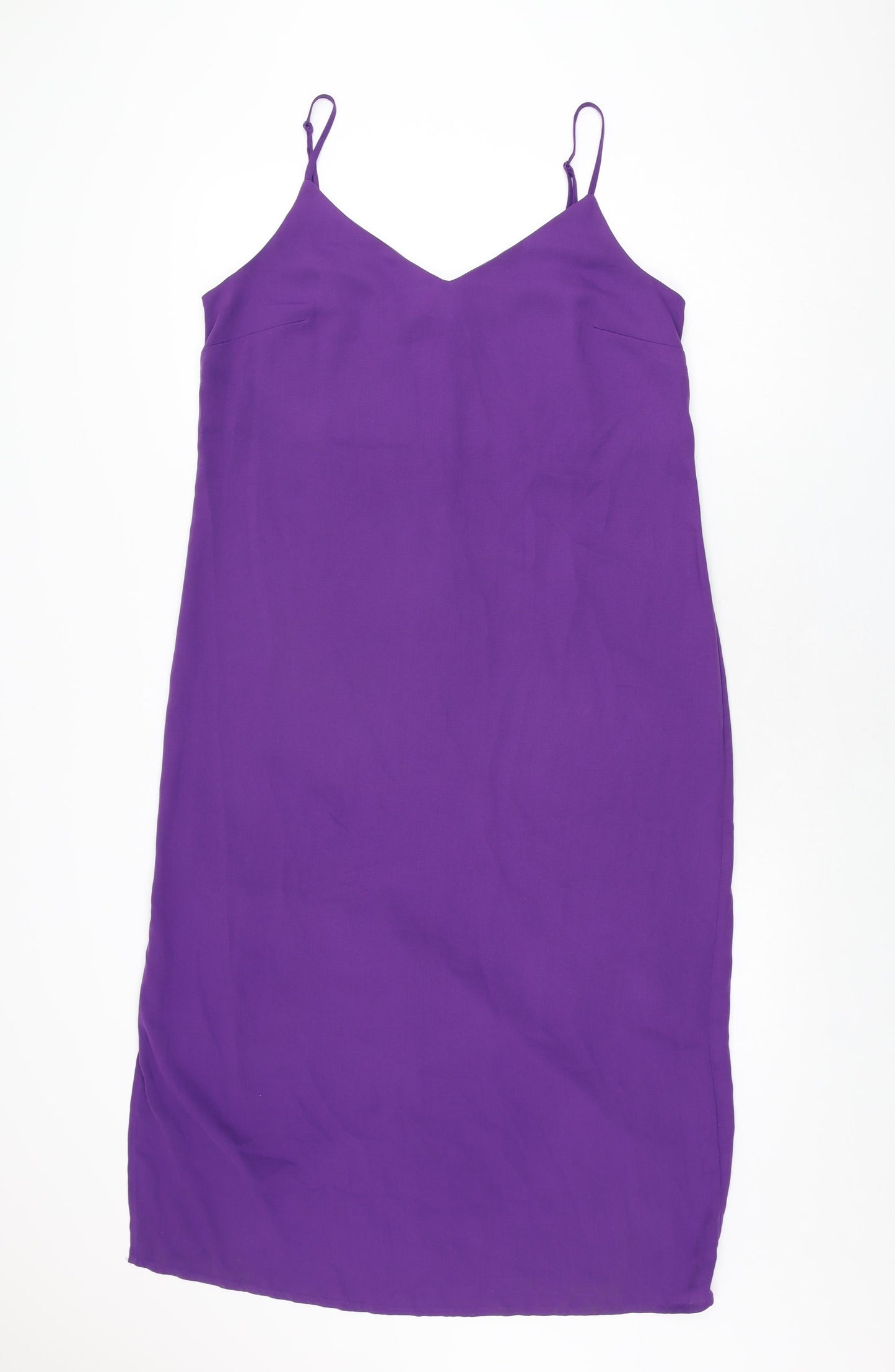 H&M Womens Purple Polyester Slip Dress Size M V-Neck Pullover