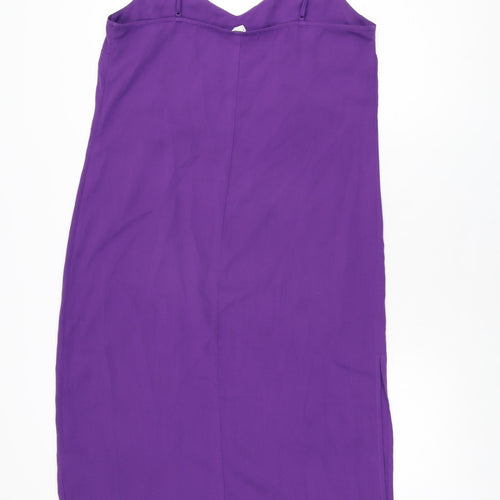 H&M Womens Purple Polyester Slip Dress Size M V-Neck Pullover