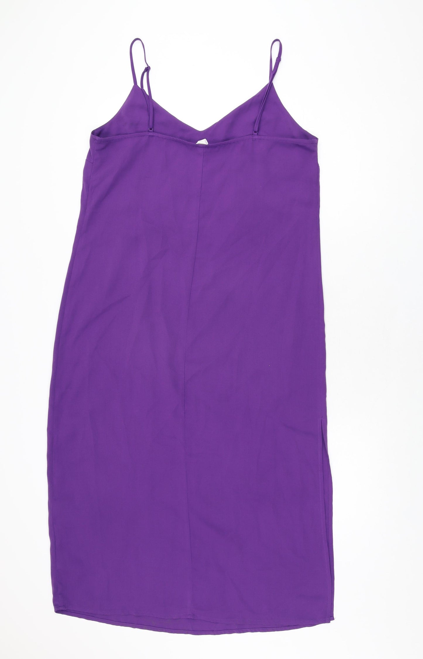 H&M Womens Purple Polyester Slip Dress Size M V-Neck Pullover