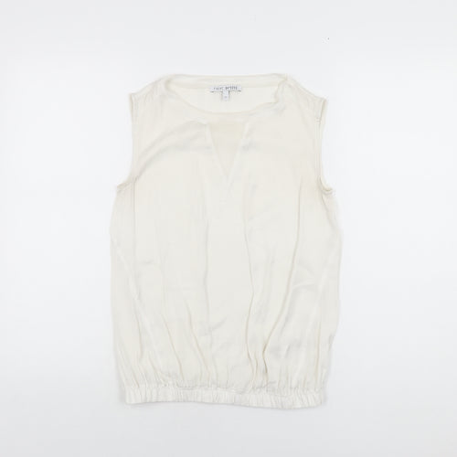 NEXT Womens White Polyester Basic Blouse Size 6 Round Neck