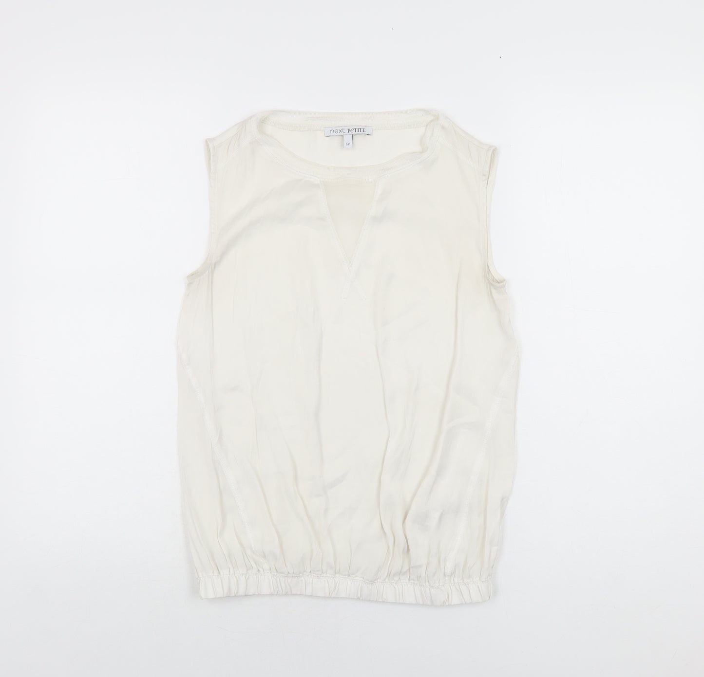 NEXT Womens White Polyester Basic Blouse Size 6 Round Neck