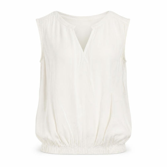 Front view of Next women’s white polyester basic blouse, size UK 6, round neck