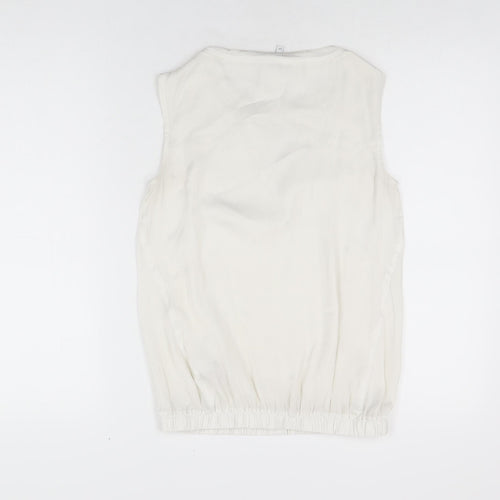 NEXT Womens White Polyester Basic Blouse Size 6 Round Neck