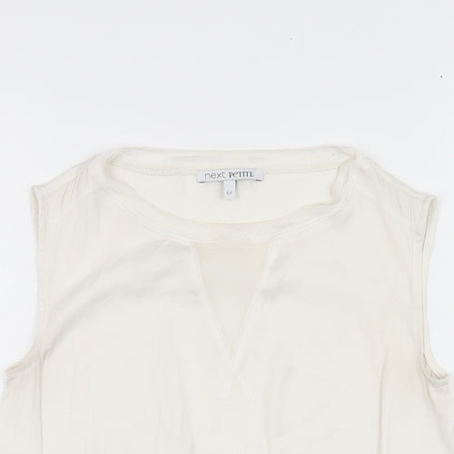 NEXT Womens White Polyester Basic Blouse Size 6 Round Neck