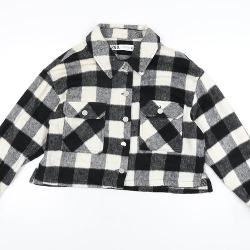 Zara Womens Black Geometric Jacket Size L Button