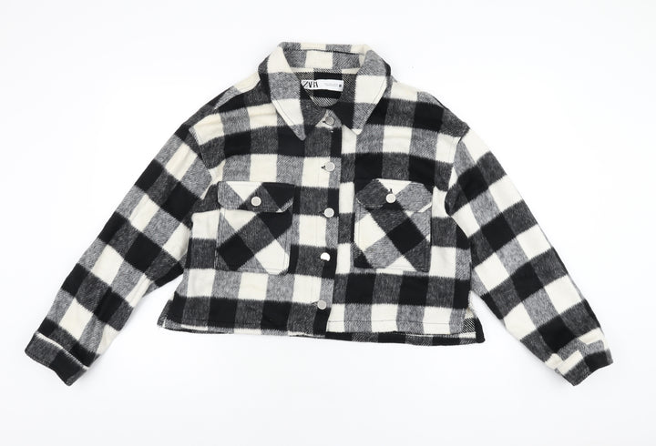 Zara Womens Black Geometric Jacket Size L Button