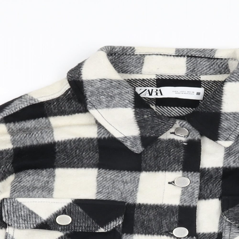 Zara Womens Black Geometric Jacket Size L Button