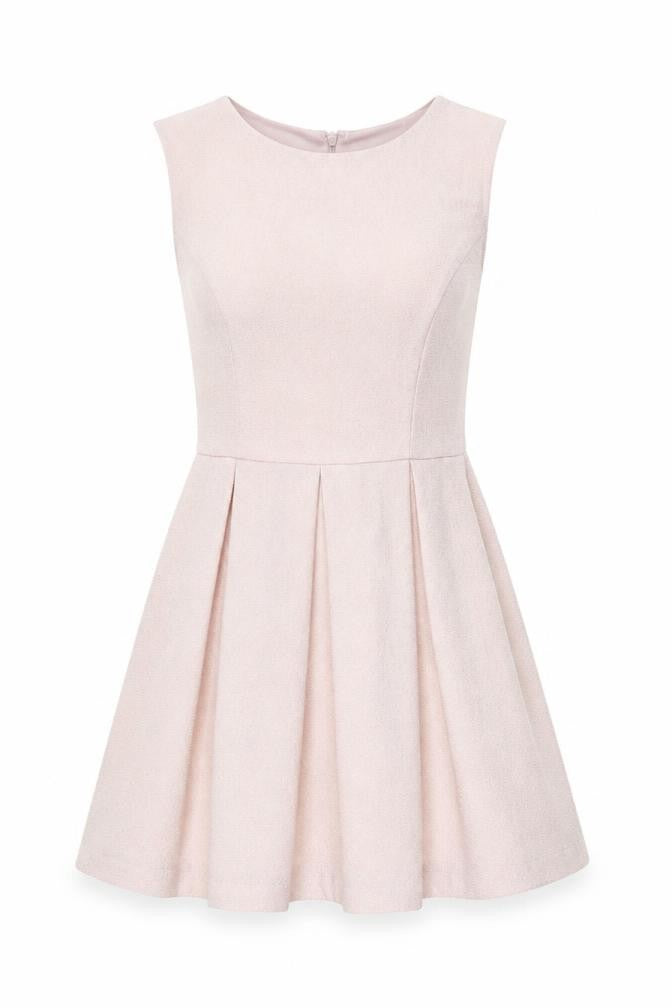 FOREVER 21 Womens Pink Polyester Skater Dress Size S Round Neck Zip