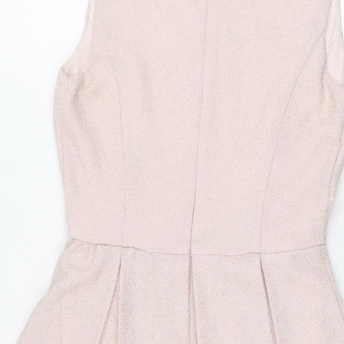 FOREVER 21 Womens Pink Polyester Skater Dress Size S Round Neck Zip