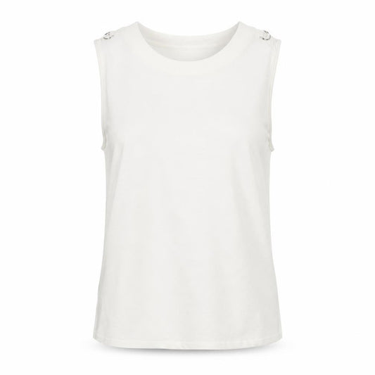 Front view of New Look women’s white polyester basic t-shirt, size UK 8, round neck