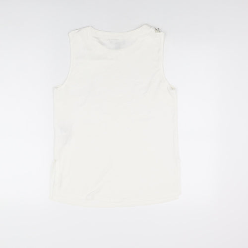 New Look Womens White Polyester Basic T-Shirt Size 8 Round Neck