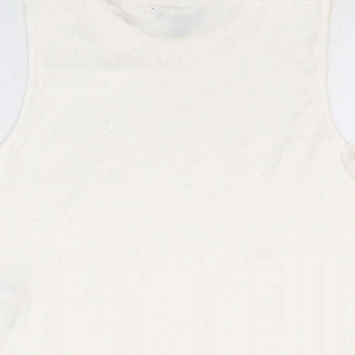 New Look Womens White Polyester Basic T-Shirt Size 8 Round Neck