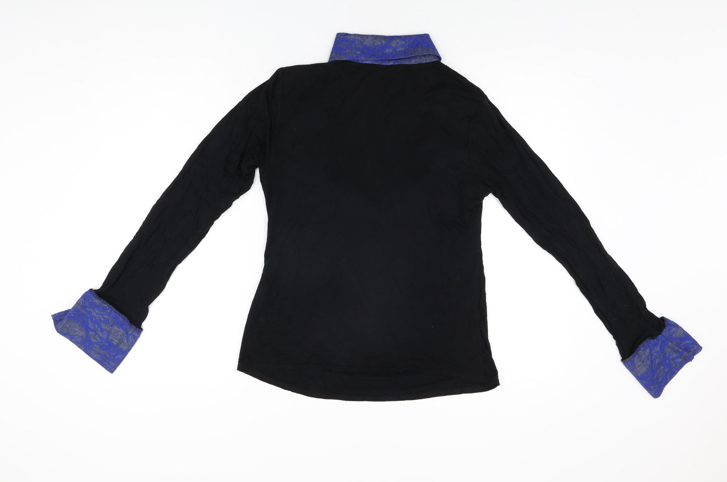 Lili Womens Black Viscose Basic T-Shirt Size 16 Collared