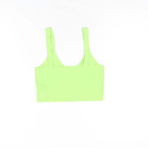 Pink Woman Womens Green Polyester Cropped T-Shirt Size XS V-Neck