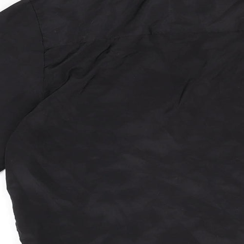Boohoo Mens Black Geometric Polyester Button-Up Size M Collared Button