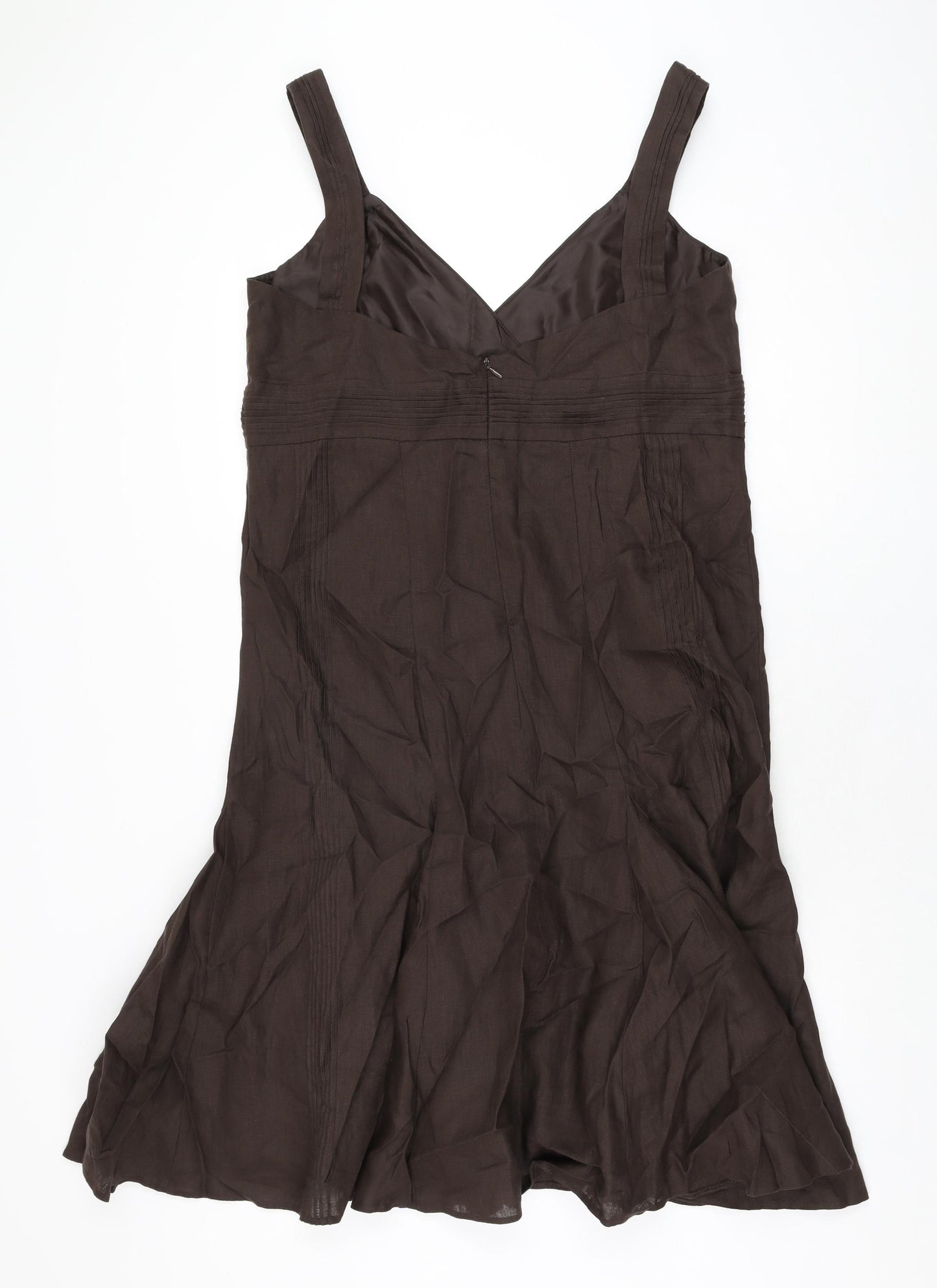 Spirit Womens Brown Linen A-Line Size 18 V-Neck Zip