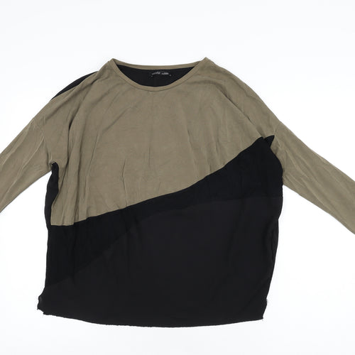 Zara Womens Black Polyester Basic T-Shirt Size S Round Neck