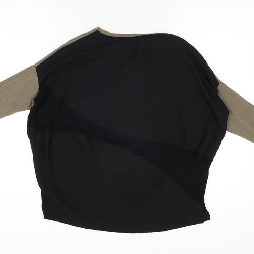 Zara Womens Black Polyester Basic T-Shirt Size S Round Neck
