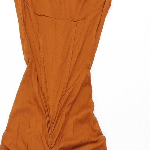 ASOS Womens Orange Viscose Bodycon Size 6 Square Neck Pullover
