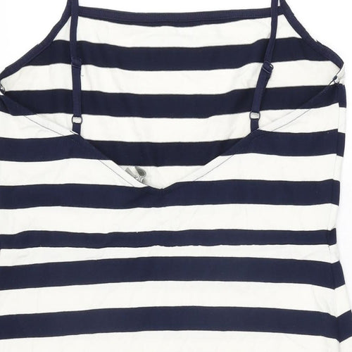 ASOS Womens White Striped Polyester Mini Size 16 Square Neck Pullover