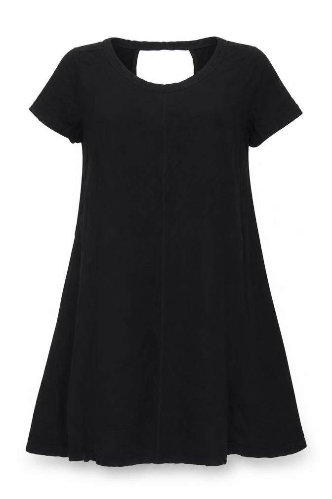 Front view of Marks & Spencer women’s black viscose shift, size UK 14, round neck pullover