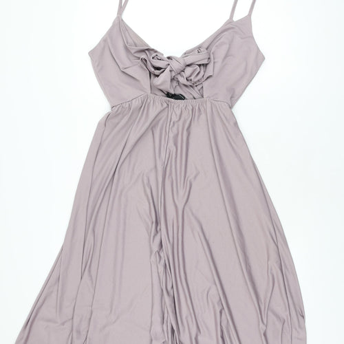 ASOS Womens Purple Polyester A-Line Size 12 V-Neck Tie