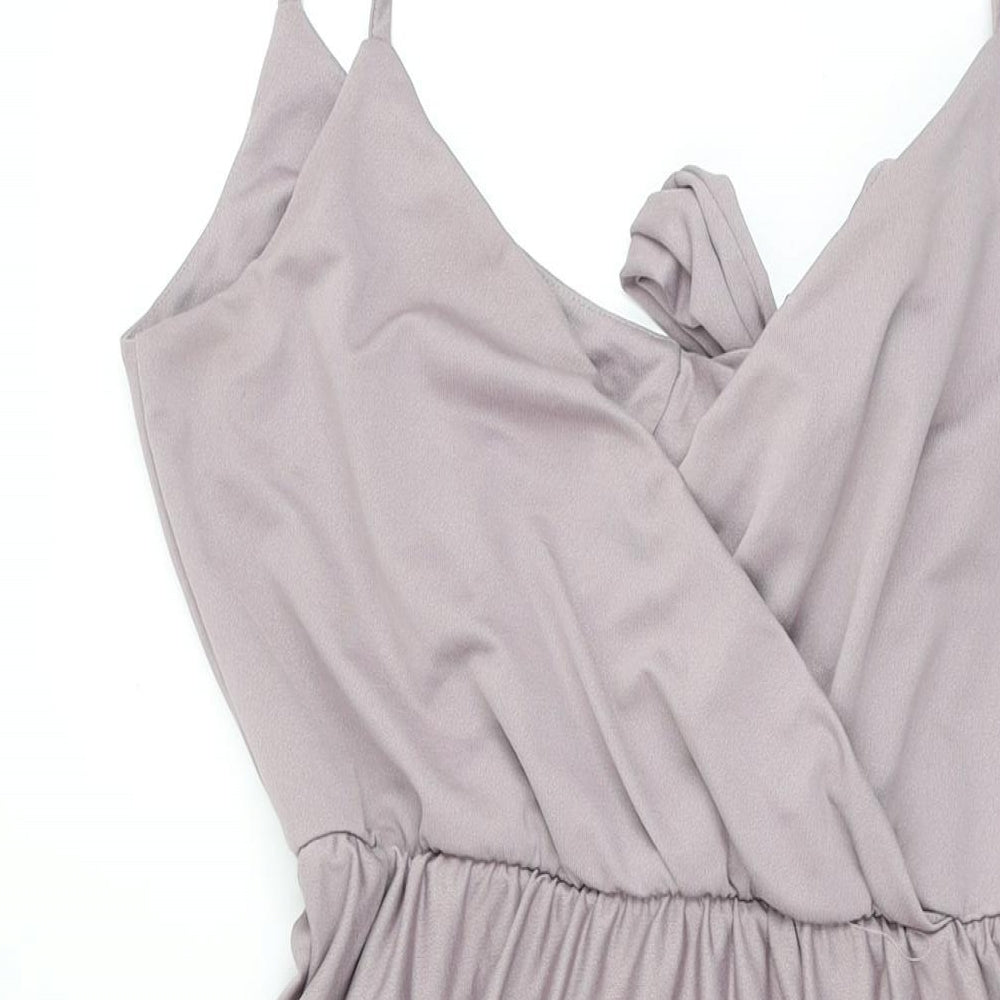 ASOS Womens Purple Polyester A-Line Size 12 V-Neck Tie