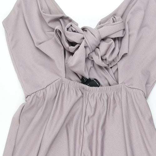 ASOS Womens Purple Polyester A-Line Size 12 V-Neck Tie
