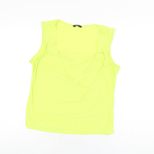 Roman Womens Yellow Polyester Basic T-Shirt Size 16 Cowl Neck