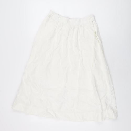 Oliver Bonas Womens White Cotton Swing Skirt Size 10