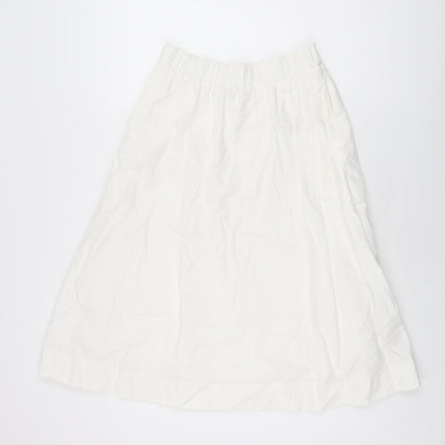 Oliver Bonas Womens White Cotton Swing Skirt Size 10