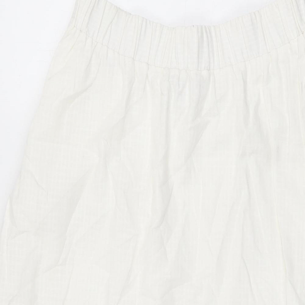Oliver Bonas Womens White Cotton Swing Skirt Size 10