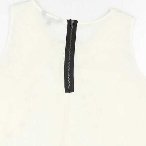 Limited Collection Womens Ivory Polyester Basic T-Shirt Size 10 Scoop Neck