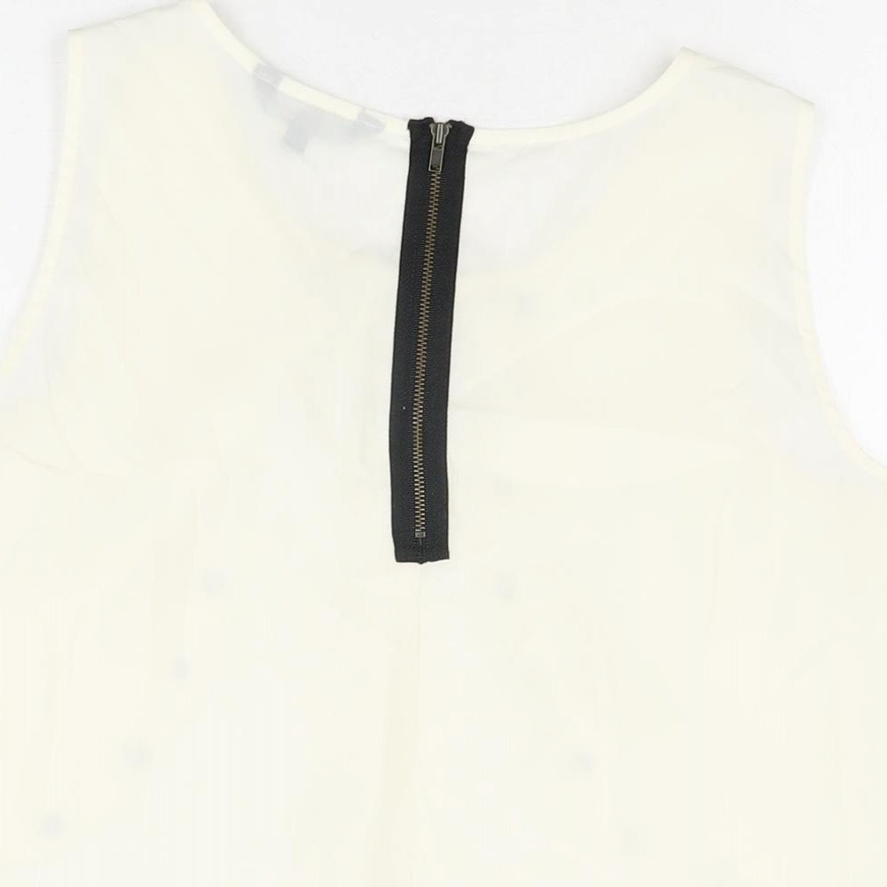 Limited Collection Womens Ivory Polyester Basic T-Shirt Size 10 Scoop Neck
