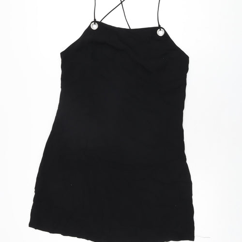 Urban Outfitters Womens Black Viscose Mini Size M Square Neck Zip