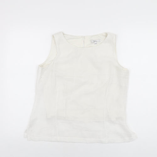 Klass Womens White Polyester Basic T-Shirt Size 14 Scoop Neck