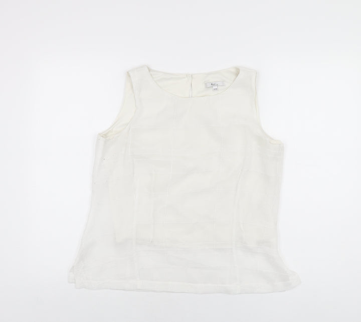 Klass Womens White Polyester Basic T-Shirt Size 14 Scoop Neck